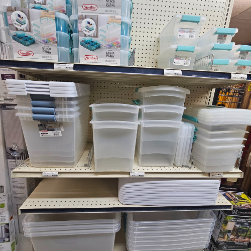 Storage and organization on display inside of Randall Lumber & Hardware