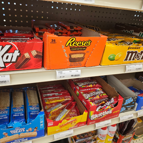 Food and snacks on display inside of Randall Lumber & Hardware