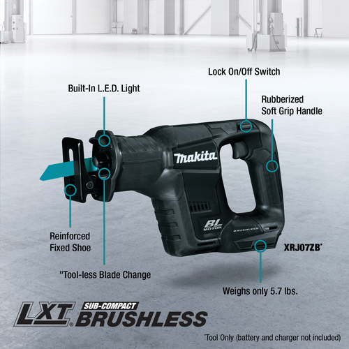 Makita 18V LXT® Lithium‑Ion Sub‑Compact Brushless Cordless Recipro Saw, Tool Only