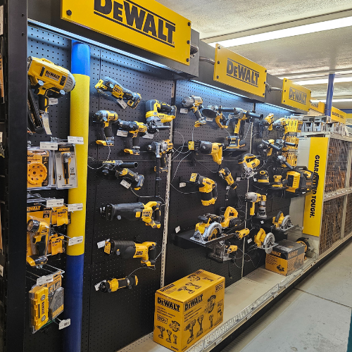 Randall Lumber & Hardware Dewalt power tool aisle