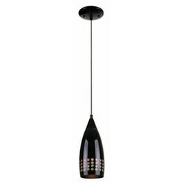 Mini Pendant Light, Black/Black Glass, 60-Watt
