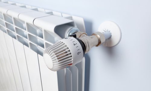 A radiator with a temperature dial 