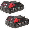 Milwaukee M18 REDLITHIUM 18 Volt Lithium-Ion 1.5 Ah Compact Tool Battery (2-Pack)