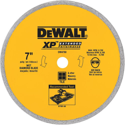 DeWalt Extended Performance 7 In. Continuous Rim Dry/Wet Cut Tile Diamond Blade