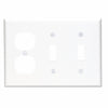 Leviton 3-Gang Plastic 2-Toggle/Duplex Outlet Wall Plate, White