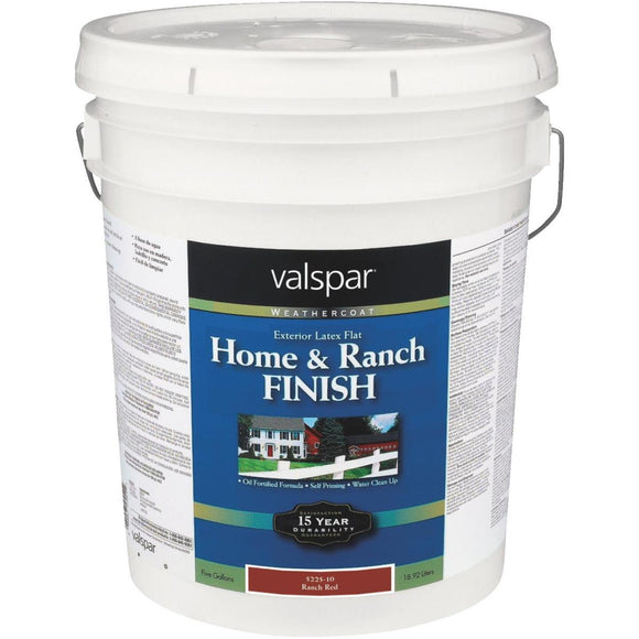 Valspar Exterior Latex Self Priming Flat Home And Ranch Finish, Ranch Red, 5 Gal.
