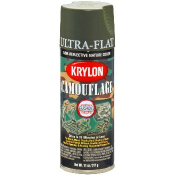 Krylon K04293000 Ultra-Flat Camouflage Paint, Camo Olive ~ 11 oz Aerosol
