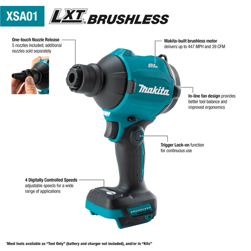 Makita 18V LXT® Brushless Cordless High Speed Blower/Inflator, Tool Only