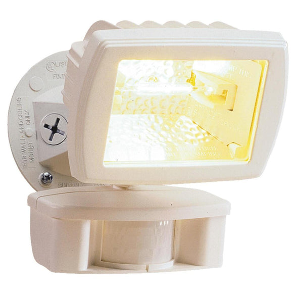 Designers Edge White Motion Sensing Dusk To Dawn Halogen Floodlight Fixture