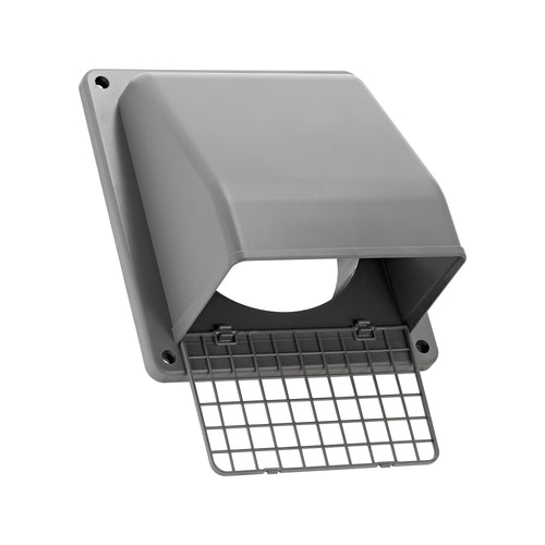Lambro 6 inch Gray Plastic Wall Exhaust or Air Intake Vent – Hinged Screen – (Removable Damper) – Item #351GR (Replacement # 3510G)
