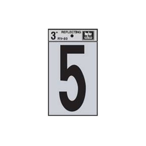 Hy-Ko Address Number 5 Reflective Black Vinyl 3