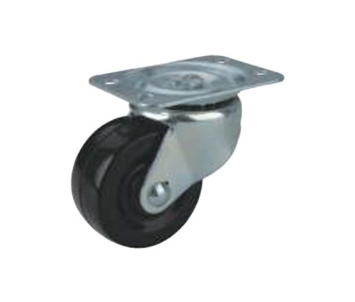 ProSource Swivel Caster Heavy Duty Rubber Black Wheel Plate 125 lb Steel Housing Material