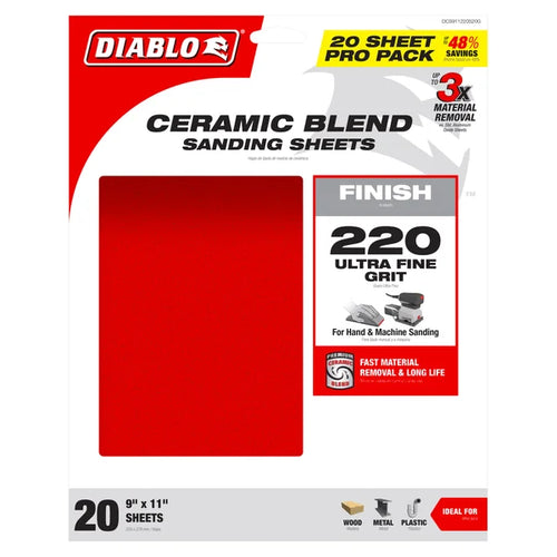 Diablo 9 x 11 220-Grit Sanding Sheets (20-pk)